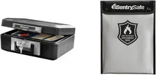 1160 Fireproof Lock Box, 0.25 Cubic Feet, Black, 16 Pounds & Fire and Water Resi