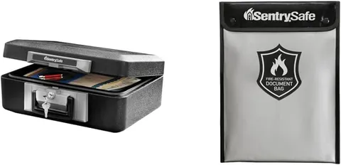 1160 Fireproof Lock Box, 0.25 Cubic Feet, Black, 16 Pounds & Fire and Water Resi