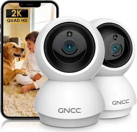 2K Cameras for Home Security,360°Pan/Tilt Indoor Camera with App,2Pack