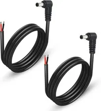 GINTOOYUN 2 Pack 90 Degree DC Power Pigtails Cable, Right Angle DC 5.5mm x 2.5mm