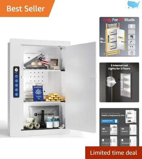 Hidden White Wall Safe with Electronic Keypad & Removable Pegboard - 0.76 Cu Ft