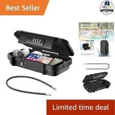 Portable Safe Box Waterproof Anti-Theft Combination Lock for Travel Black