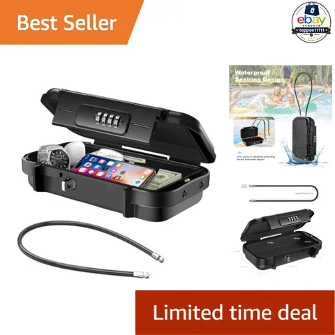 Portable Safe Box Waterproof Anti-Theft Combination Lock for Travel Black