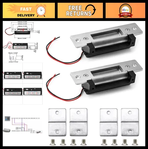 Electric Door Strike Lock 12VDC Fail-Safe/Secure Heavy Duty Power Lock 2 Pack