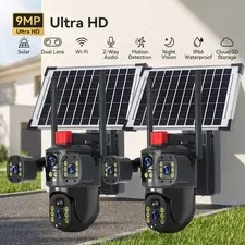 2 Camara De Seguridad Solar WIFI Inalambricas Para Exterior Con Vision Nocturna