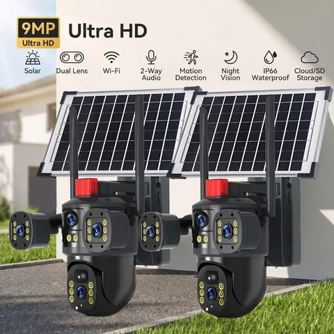 2 Camara De Seguridad Solar WIFI Inalambricas Para Exterior Con Vision Nocturna