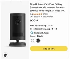 Ring Stick Up Plug-in 1080p HD Security Camera - Black No Battery