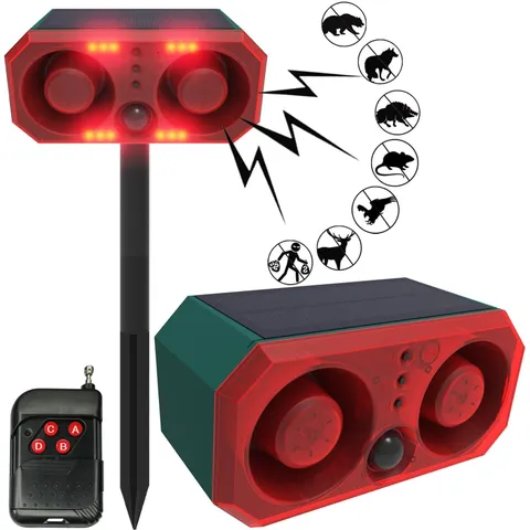 Solar-Outdoor Motion Sensor Alarm - 130db Motion Detector Alarm Light,with Re...