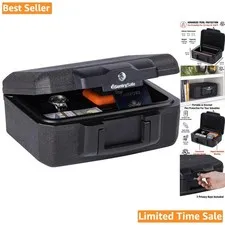 Black Portable Fireproof Safe with Key Lock – Essential Protection for Valuables