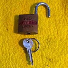 SUPER-LOC Bronze Keyed Padlock 6mm Shackle w/ 1 Key Small 1970