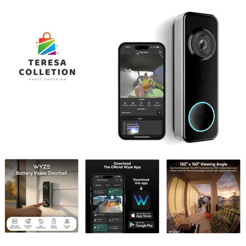 Battery Video Doorbell Wireless Camera, 1536x1536 HD+ with Color Night Vision...