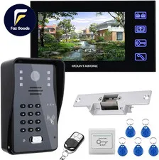 Touch Key 7 Lcd RFID Password Video Door Phone Intercom System Kit+ Electric