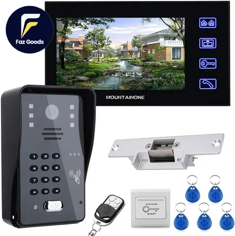 Touch Key 7 Lcd RFID Password Video Door Phone Intercom System Kit+ Electric