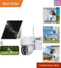 4G LTE Cellular Security Camera, Wireless Solar Powered No WiFi Needed Outdoo...