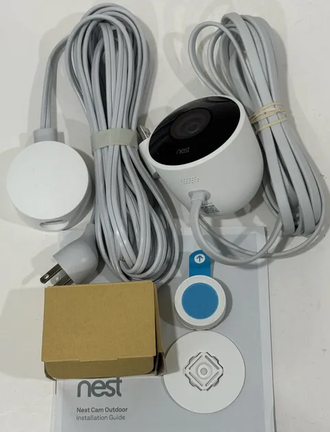 Google Nest Cam Outdoor 1st Gen A0033 White Security Camera with Power Cord