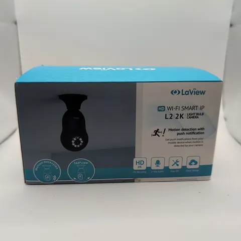 LaView 4MP Bulb Security Camera 2.4GHz 360° 2K Motion Alarm LV-PWL2-B - Open Box