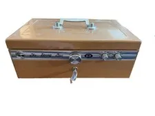 Vintage Stereo 55 The Strong Box Safe Metal Cash Box Japan Combination Key