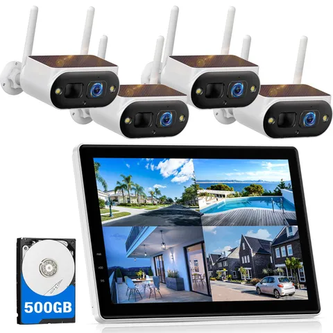 Home Outdoor Security Camera System Wireless Wifi 10CH NVR CCTV 4MP Solar IP Cam
