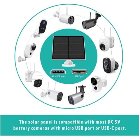 Solar Panel Charger for Outdoor Security Camera