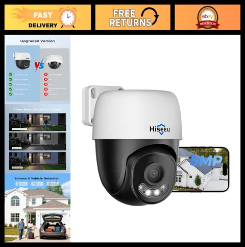 5MP PoE PTZ Outdoor Security Camera - 360° Panoramic View, Night Vision, Waterpr