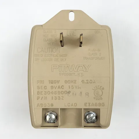 Pittway Honeywell Model 1332 9VAC 15VA A/C Power Dry Location Transformer