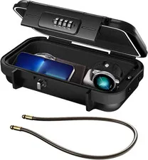 Portable Safe Box, Portable Security Case for Travel, 4-Digit Combination Key Lo