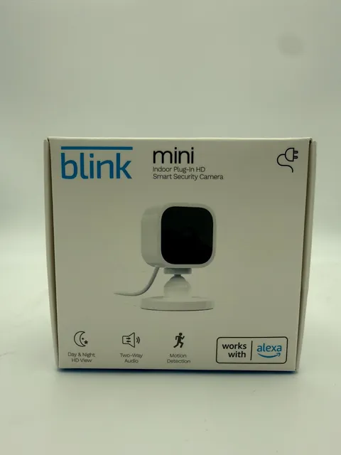 Blink Mini Compact Indoor Plug-In Smart Security Camera 1080p HD White NEW