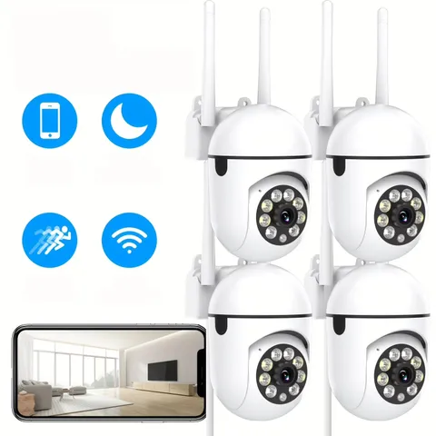 "4PK 1080P Security Cameras - Wireless Wifi Indoor/Outdoor, Color Night Vision,