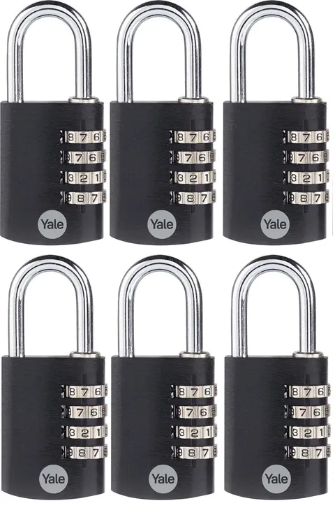 Yale 6 Pack 4 Digit Combination Lock Outdoor Waterproof Padlock Locker BRAND NEW