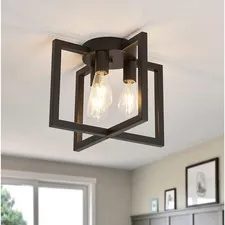 ZGLAOJT 3-Lights Ceiling Light Fixture,Industrial Semi Flush Mount Black