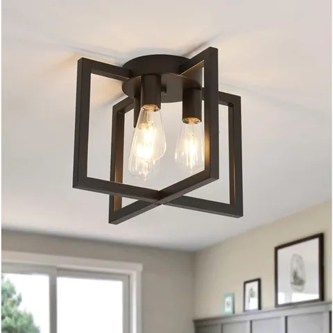 ZGLAOJT 3-Lights Ceiling Light Fixture,Industrial Semi Flush Mount Black