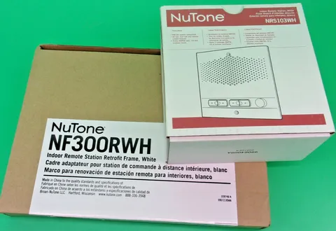 White NuTone NRS103WH Intercom Indoor Remote Station & NF300RWH Retrofit Frame