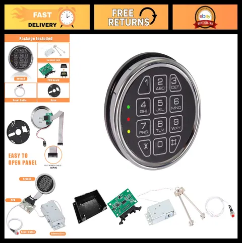 Digital Gun Safe Lock Replacement - Electronic Keypad, 14-Pin, Solenoid Mechanis