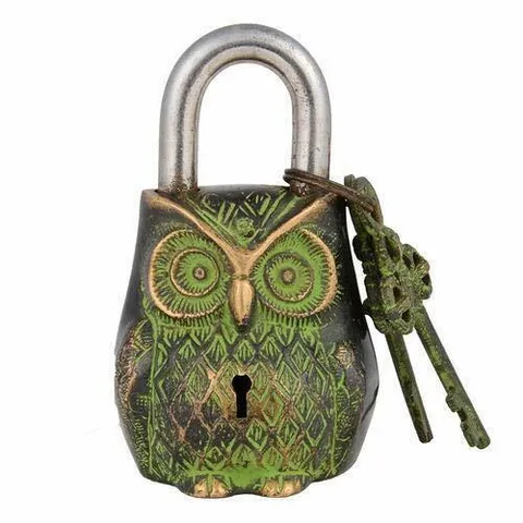 Handmade Rare Door Lock Handmade Brass Antique Padlock Owl Vintage Finish