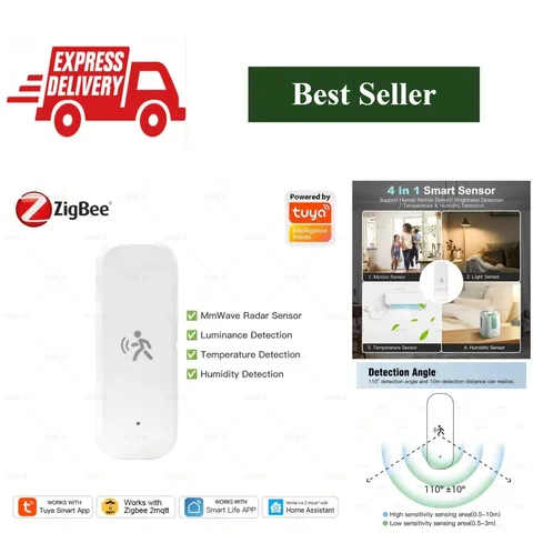 Zigbee MmWave Motion Sensor Human Presence Temperature Humidity Tuya