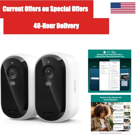 Arlo Essential Battery 2K Wireless Security Camera Outdoor Indoor 2-Pack