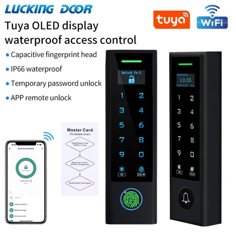 WIFI TUYA Biometric Fingerprint Access Controller Keypad OLED Screen Waterproof 
