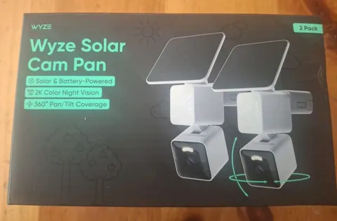 Wyze Solar Cam Pan 2 Pack 2K Battery Security Cameras w/ Solar Panels New