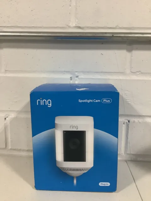Ring Spotlight Cam Plus Plug-In White  Outdoor/Indoor Camera New
