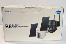 Cinnado B6 2K 3MP Wireless Security Camera System With Solar Panel 2 Pack NIB
