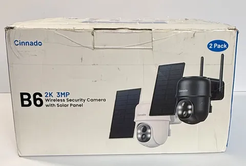 Cinnado B6 2K 3MP Wireless Security Camera System With Solar Panel 2 Pack NIB