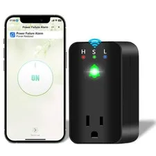 PLOJOP Power Failure Alarm with WiFi App 3.54" x 1.93" x 1.38, Black