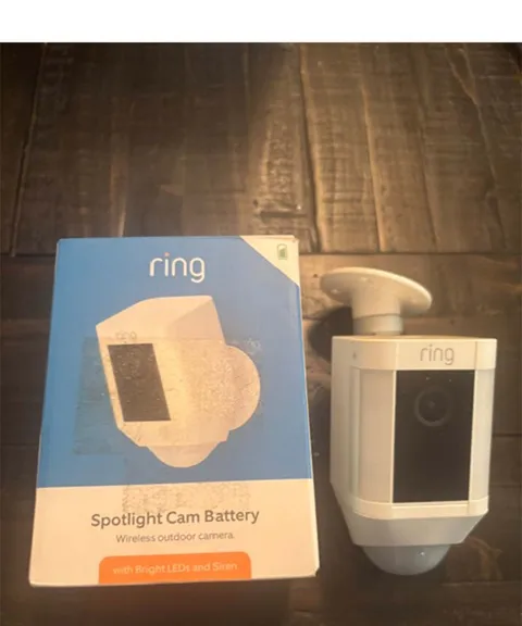 Ring Spotlight Cam Battery Wi-Fi  Outdoor Security Camera White w/ Battery