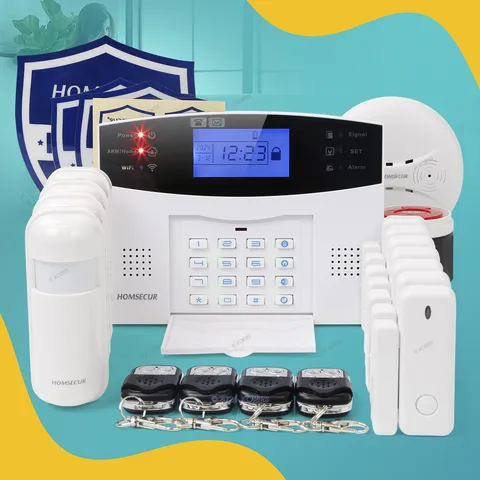 HOMSECUR APP Controlled Wireless &wired WIFI 4G Burglar Intruder Alarm System