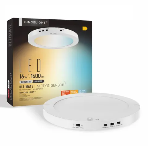 SINCELIGHT Ultimate LED Motion Sensor Ceiling Light Circular 9'', ALL IN ONE
