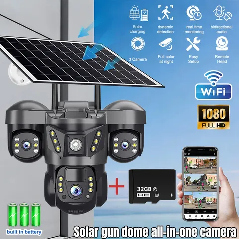  15MP Solar Battery Wireless WiFi Pan/Tilt Home Security Camera System Outdoor