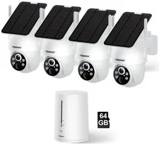 Solar Wireless Outdoor, Solar-Powered, 2K Home System, 360° Pan & Tilt, Color...