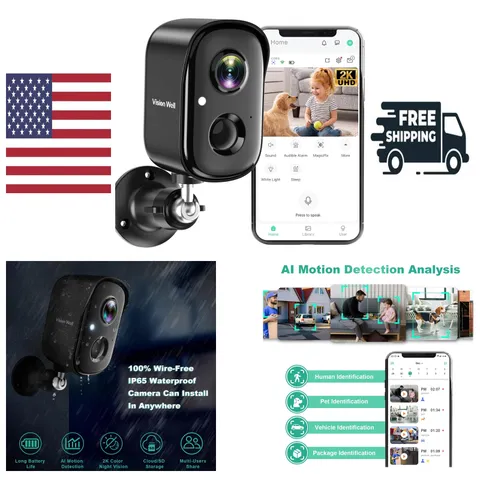 Security Cameras Wireless Outdoor, 2K Indoor Cameras for Home Security Battery