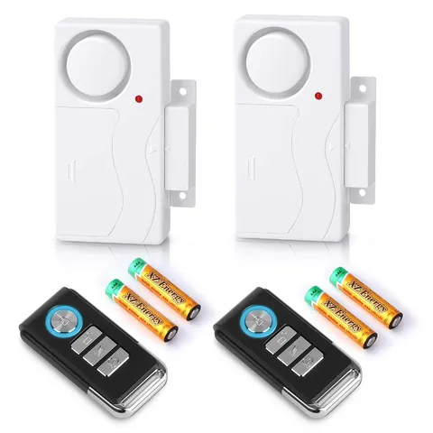 Wireless Door Alarm with Remote 2 Pack, Battery Included, 105 dB Loud Pool Do...