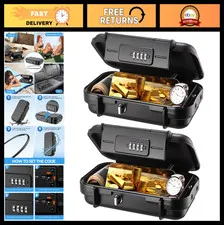2 Pack Portable Waterproof Lock Box - 4-Digit Combination Safe for Travel & Outd